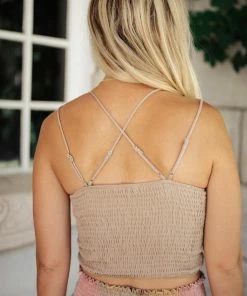 La Miel Apparel Wild And Free Crop Top In Taupe