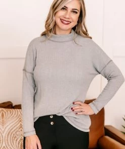 No Ship Drop Ship Apparel Face To Face Mock Neck Turtleneck In Granite 17 No Ship Drop Ship Apparel Face To Face Mock Neck Turtleneck In Granite