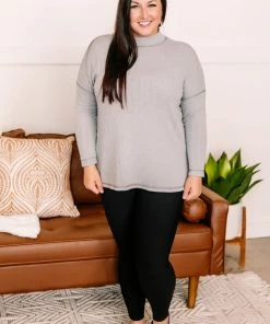 No Ship Drop Ship GHG- Shop Singles Face To Face Mock Neck Turtleneck In Granite (GHG-S)