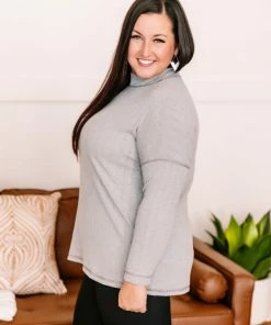 No Ship Drop Ship GHG- Shop Singles Face To Face Mock Neck Turtleneck In Granite (GHG-S)