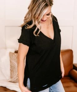 No Ship Drop Ship Apparel Holes In Your Story Top In Black