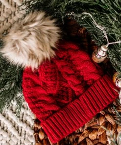 No Ship Drop Ship Apparel You Hat Me At Hello In Red Cable Knit