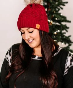 No Ship Drop Ship Apparel You Hat Me At Hello In Red Cable Knit