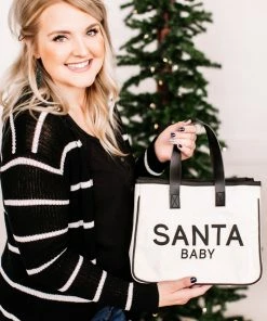 No Ship Drop Ship Apparel Santa Baby Canvas Tote