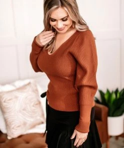 No Ship Drop Ship I'll Huff And I'll Puff Sweater In Copper Apparel