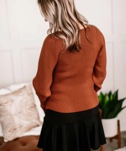 No Ship Drop Ship I'll Huff And I'll Puff Sweater In Copper Apparel