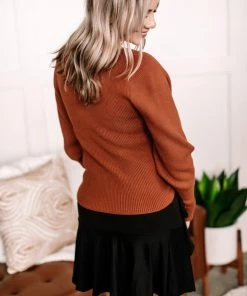 No Ship Drop Ship I'll Huff And I'll Puff Sweater In Copper Apparel