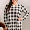 No Ship Drop Ship Across The Board Dress In Black + Ivory Checks Apparel