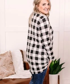 No Ship Drop Ship Across The Board Dress In Black + Ivory Checks Apparel