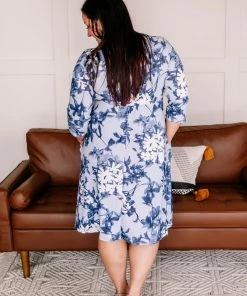 No Ship Drop Ship Wrap Things Up Blue Floral Dress Apparel