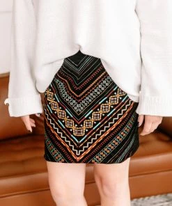No Ship Drop Ship Big City Nights Embroidered Skirt