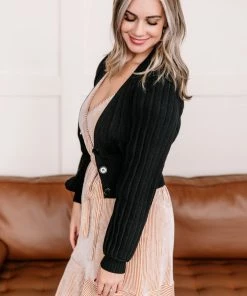 No Ship Drop Ship Turn Back Time Cardigan In Black