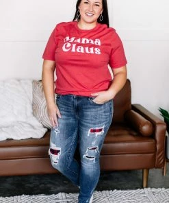 No Ship Drop Ship Graphic Tee- Mama Claus