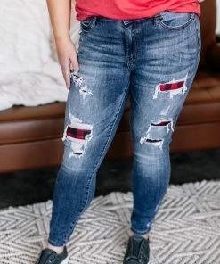 No Ship Drop Ship I'll Check You Out Plaid Judy Blue Jeans (GHG-15) GHG- Shop Singles