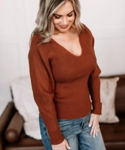 No Ship Drop Ship I'll Huff And I'll Puff Sweater In Copper Apparel