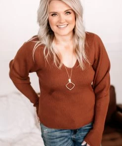 No Ship Drop Ship I'll Huff And I'll Puff Sweater In Copper Apparel