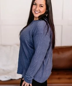 No Ship Drop Ship You Don't Have To Be Blue Cable Knit Top