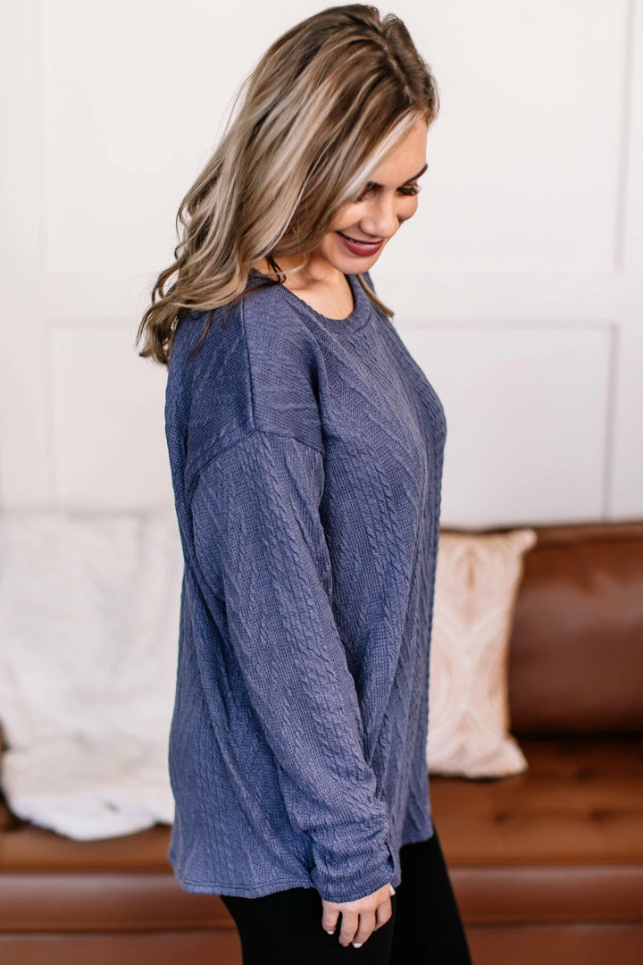 No Ship Drop Ship You Don't Have To Be Blue Cable Knit Top 6 No Ship Drop Ship You Don't Have To Be Blue Cable Knit Top