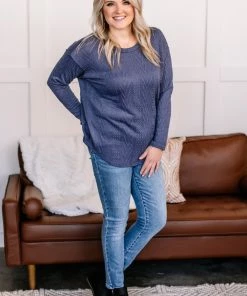 No Ship Drop Ship You Don't Have To Be Blue Cable Knit Top