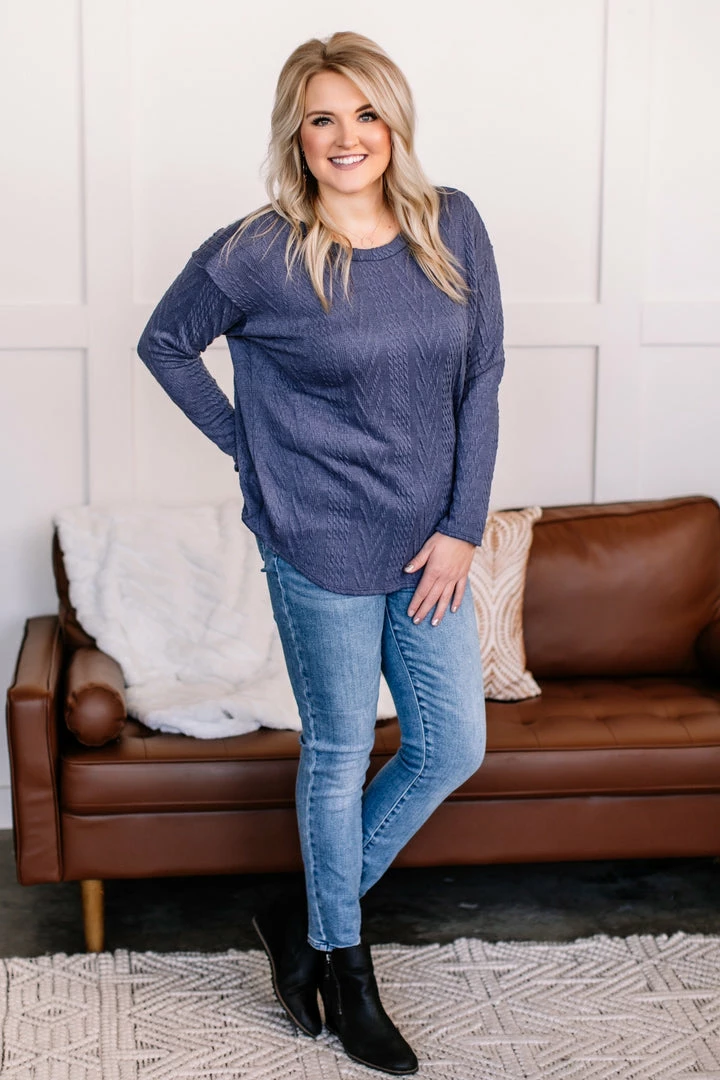 No Ship Drop Ship You Don't Have To Be Blue Cable Knit Top 1 No Ship Drop Ship You Don't Have To Be Blue Cable Knit Top