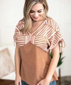 No Ship Drop Ship Apparel Keep Me In The Mix Top In Amber Glow