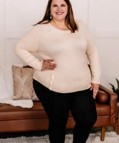 No Ship Drop Ship Take A Knit Sweater With Button Detail In Cream 15 No Ship Drop Ship Take A Knit Sweater With Button Detail In Cream