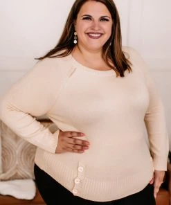 No Ship Drop Ship Take A Knit Sweater With Button Detail In Cream