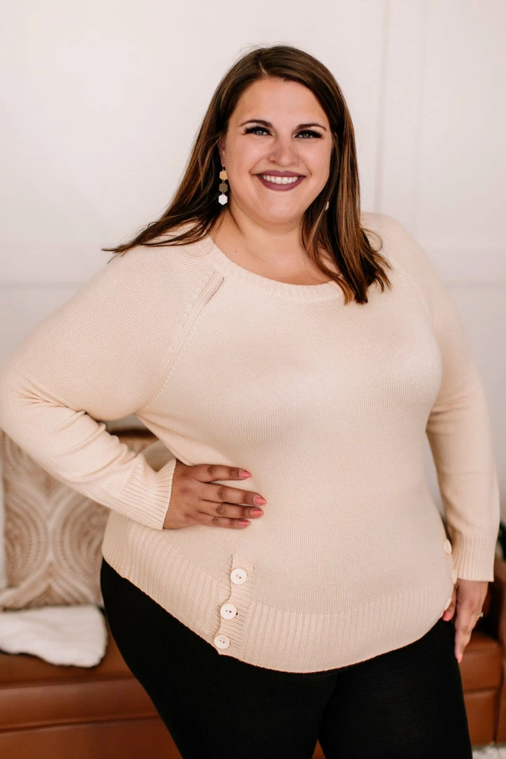 No Ship Drop Ship Take A Knit Sweater With Button Detail In Cream 1 No Ship Drop Ship Take A Knit Sweater With Button Detail In Cream