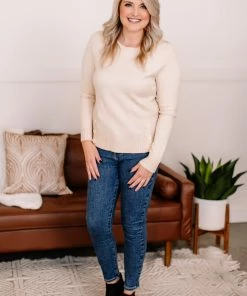 No Ship Drop Ship Take A Knit Sweater With Button Detail In Cream 13 No Ship Drop Ship Take A Knit Sweater With Button Detail In Cream