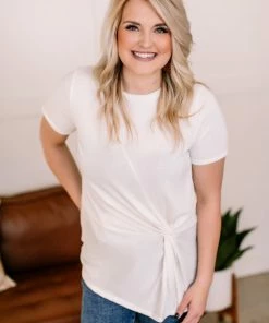 No Ship Drop Ship In A Bind Twist Front Top In Cream 16 No Ship Drop Ship In A Bind Twist Front Top In Cream