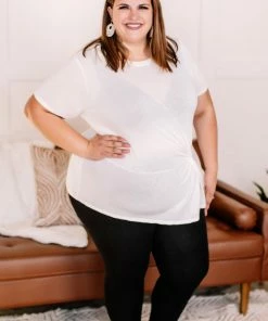 No Ship Drop Ship In A Bind Twist Front Top In Cream