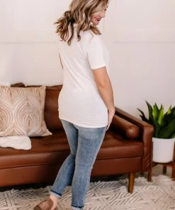 No Ship Drop Ship In A Bind Twist Front Top In Cream 22 No Ship Drop Ship In A Bind Twist Front Top In Cream