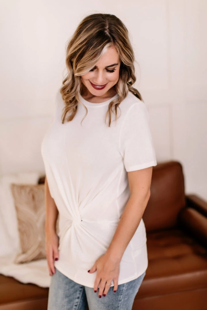 No Ship Drop Ship In A Bind Twist Front Top In Cream 6 No Ship Drop Ship In A Bind Twist Front Top In Cream