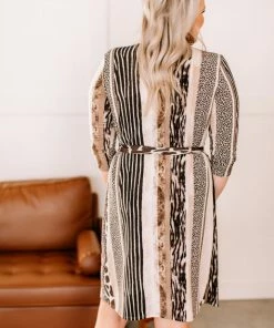 No Ship Drop Ship Apparel Hear Me Roar Mixed Animal Print Wrap Dress