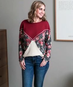 No Ship Drop Ship Tops Always Have An Angle Burgundy Floral Top