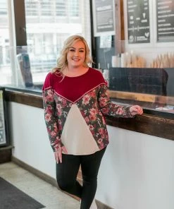 No Ship Drop Ship Tops Always Have An Angle Burgundy Floral Top