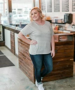 No Ship Drop Ship Get It Together Gray Striped Top