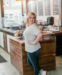 No Ship Drop Ship Get It Together Gray Striped Top