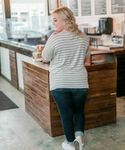 No Ship Drop Ship Get It Together Gray Striped Top