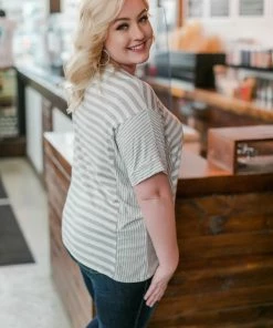 No Ship Drop Ship Get It Together Gray Striped Top