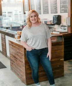 No Ship Drop Ship Get It Together Gray Striped Top