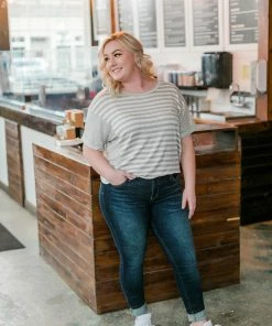 No Ship Drop Ship Get It Together Gray Striped Top