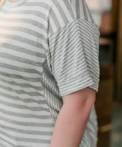 No Ship Drop Ship Get It Together Gray Striped Top