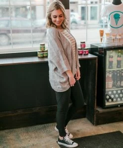 No Ship Drop Ship Get It Together Gray Striped Top