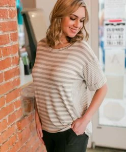 No Ship Drop Ship Get It Together Gray Striped Top