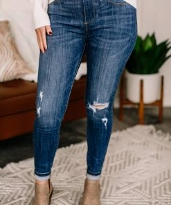 No Ship Drop Ship Slip Of The Hip Judy Blue Distressed Jegging Jeans