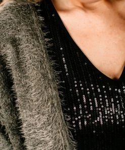 No Ship Drop Ship Stay With Me Feather Cardigan In Olive Apparel