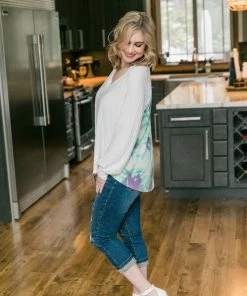 No Ship Drop Ship Aqua Blooms Top