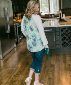 No Ship Drop Ship Aqua Blooms Top