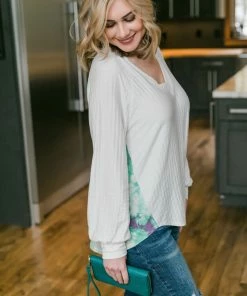 No Ship Drop Ship Aqua Blooms Top